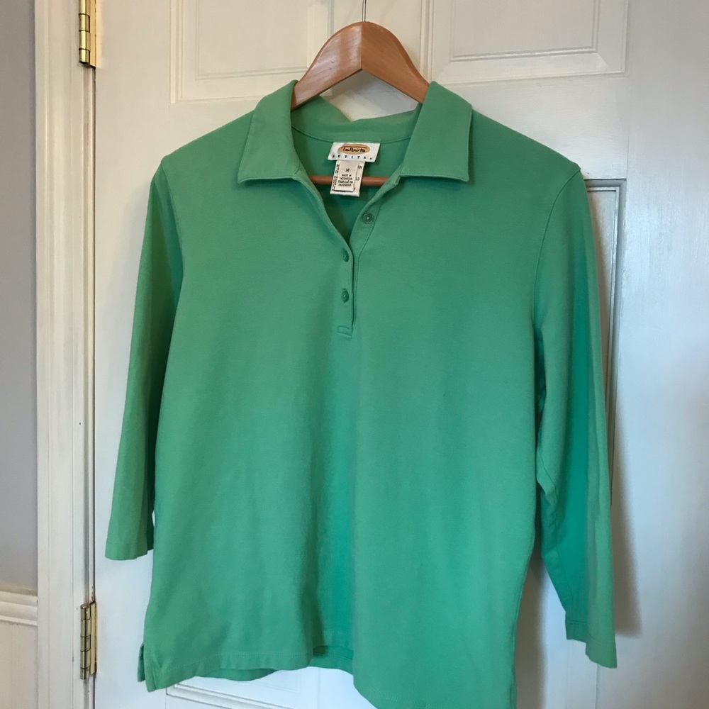 Talbots petite top 3/4 sleeve M green